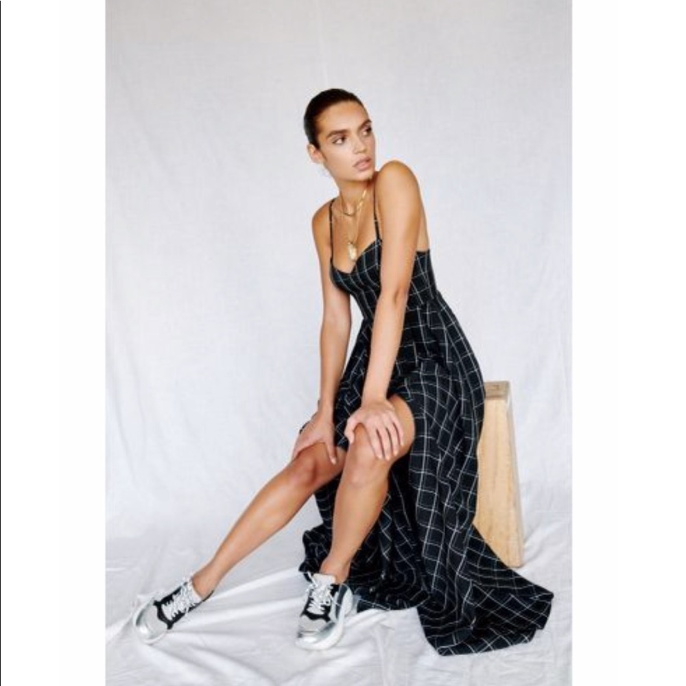 Fame And Partners Plaid Maxi Bustier Dress - Picture 5 of 8